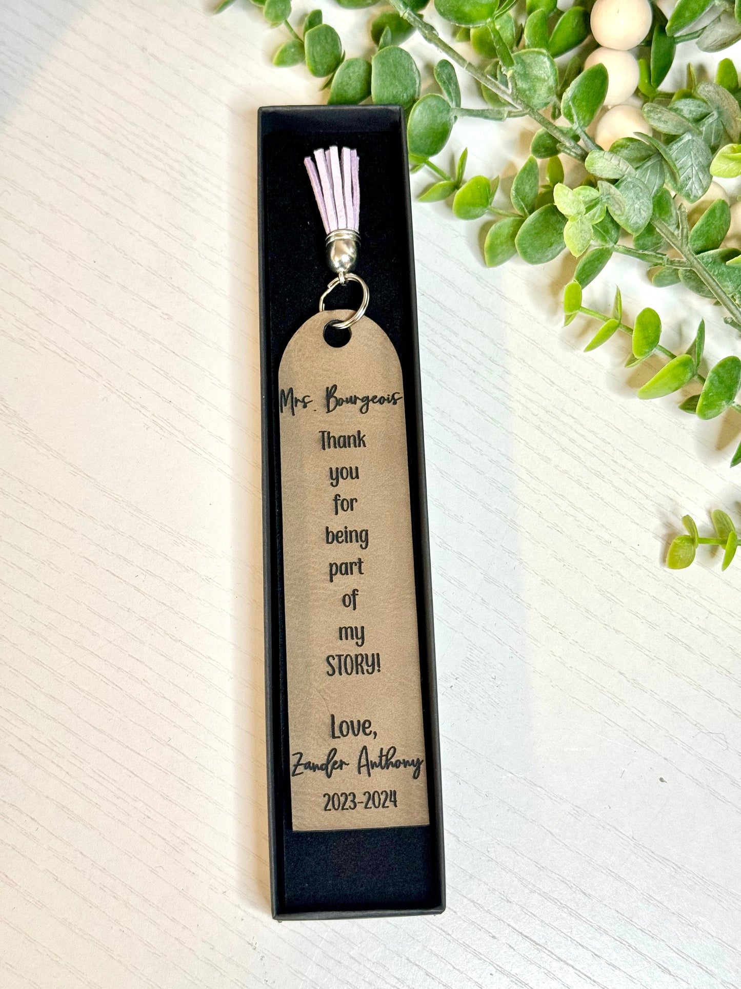 Personalized Teacher Leather Bookmark