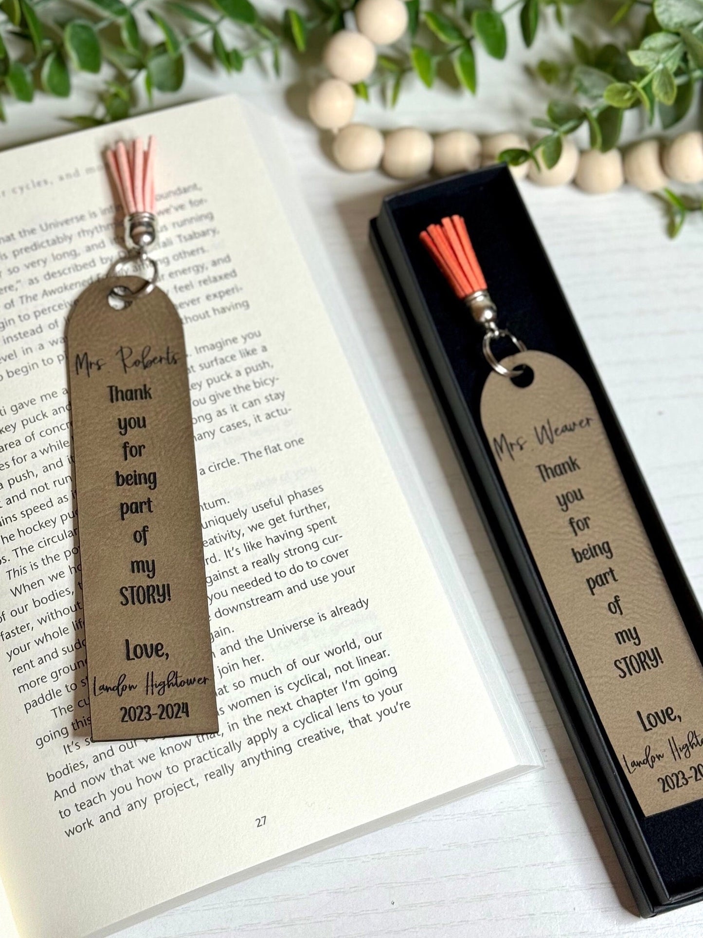 Personalized Teacher Leather Bookmark