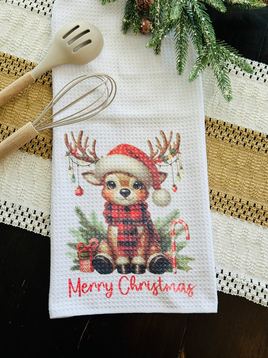 “Merry Christmas” Reindeer Towel