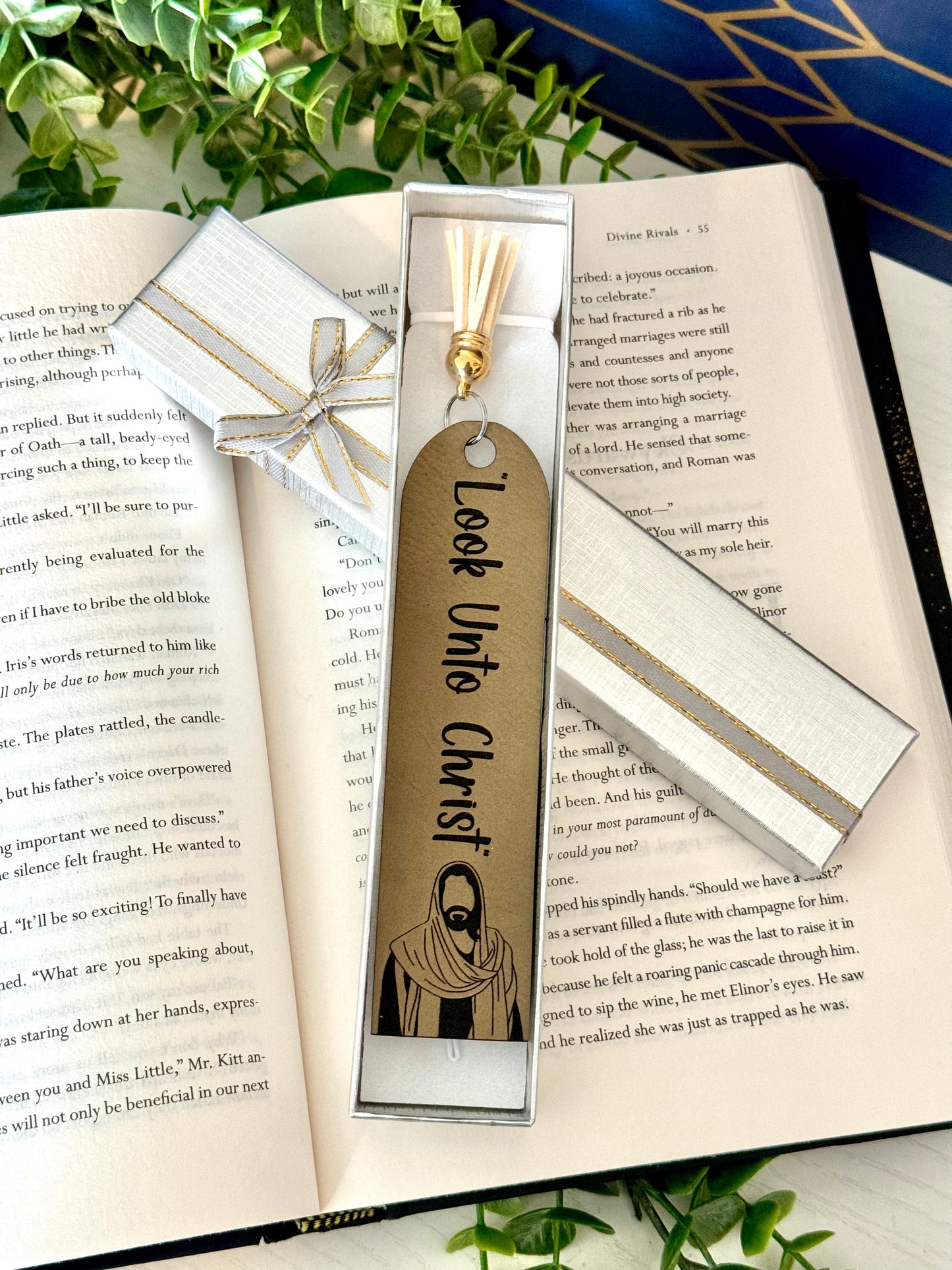 Look Unto Christ Leather Bookmark