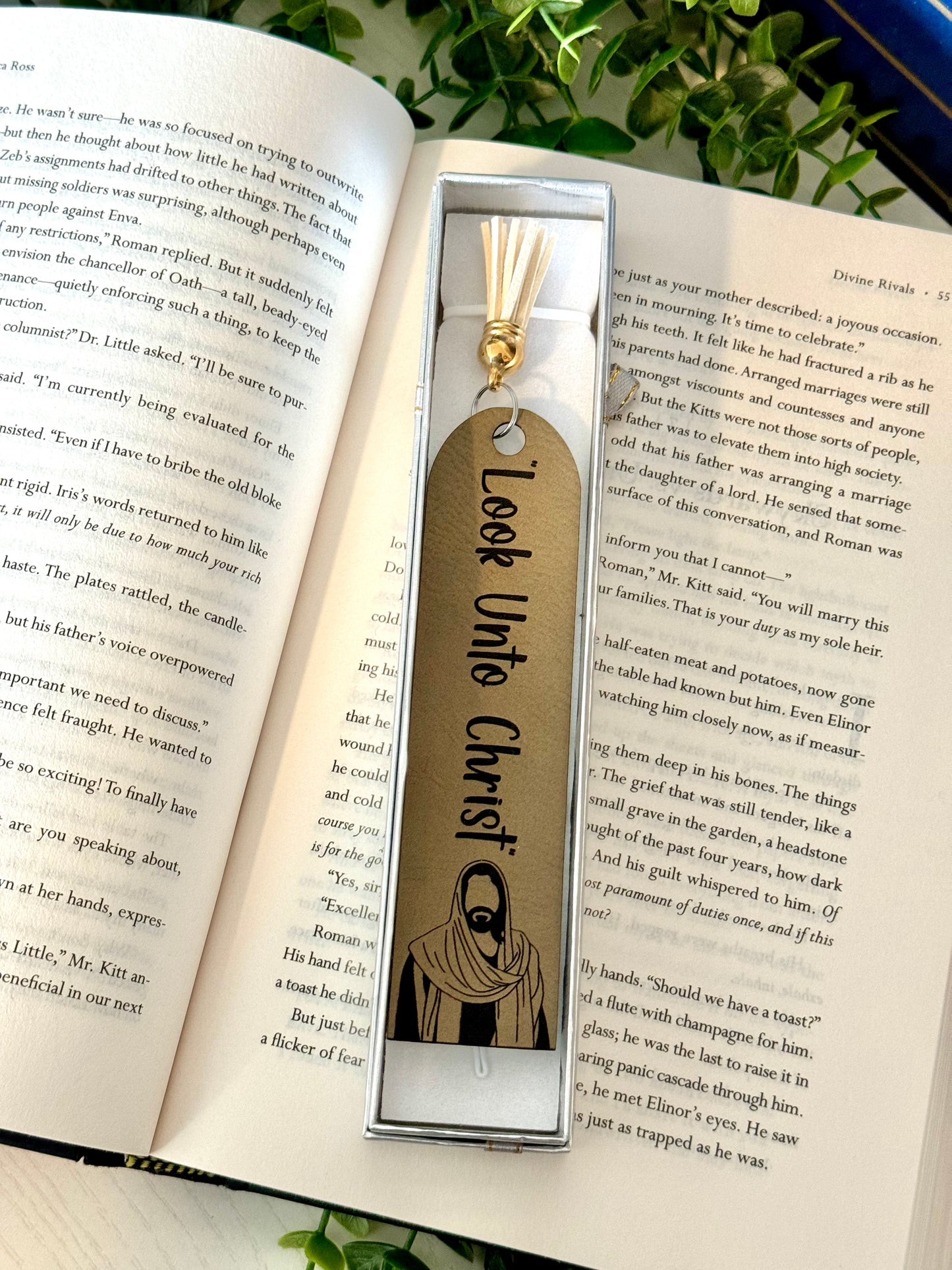 Look Unto Christ Leather Bookmark