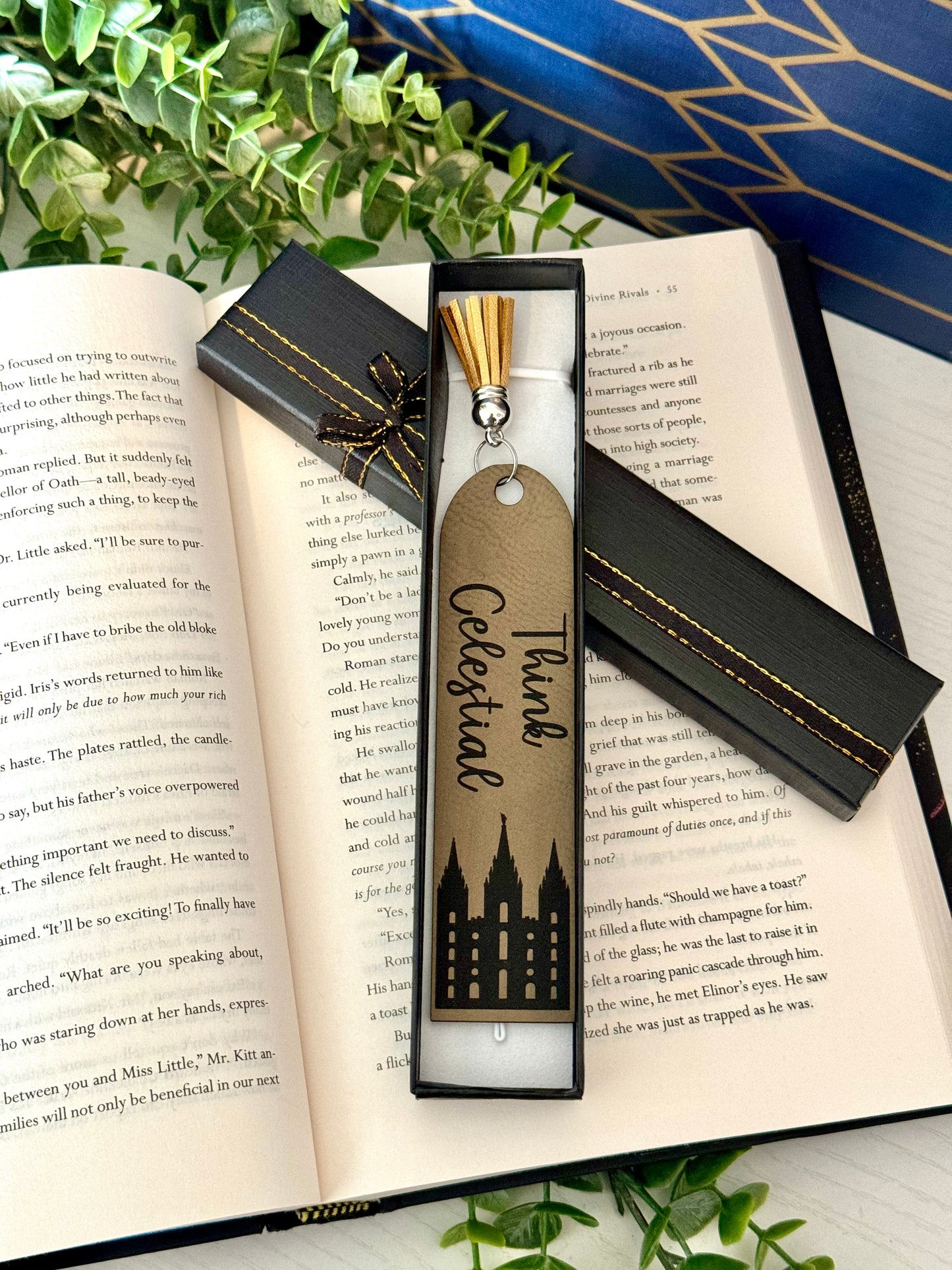 Think Celestial Leather Bookmark