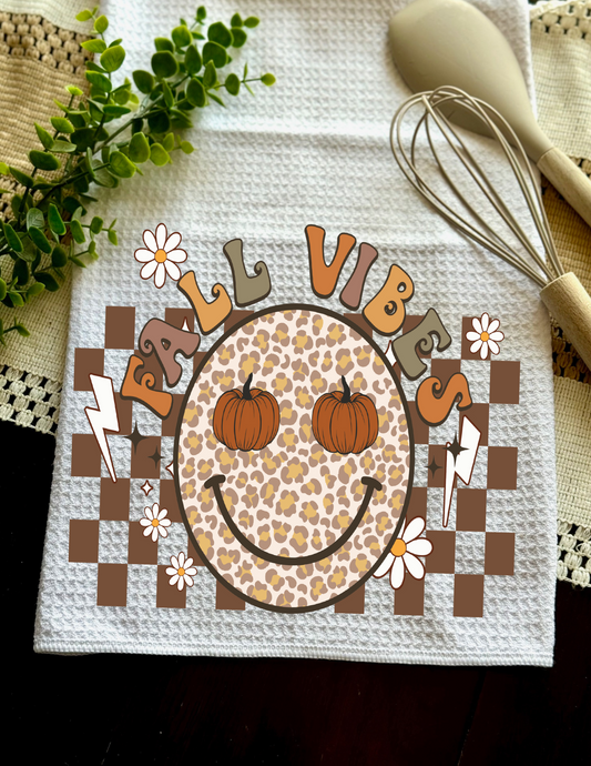 Retro - "Fall Vibes" Pumpkin Eyes Towel