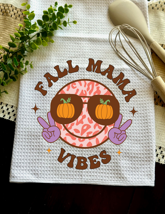 Retro - "Fall Mama Vibes" Peace sign - Towel