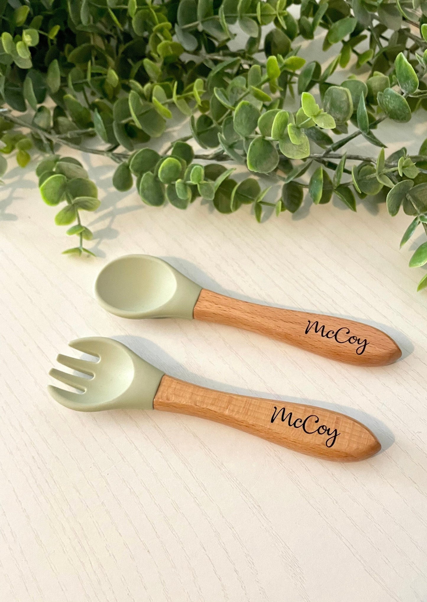 Name Engraved Baby Silicone Utensil Set