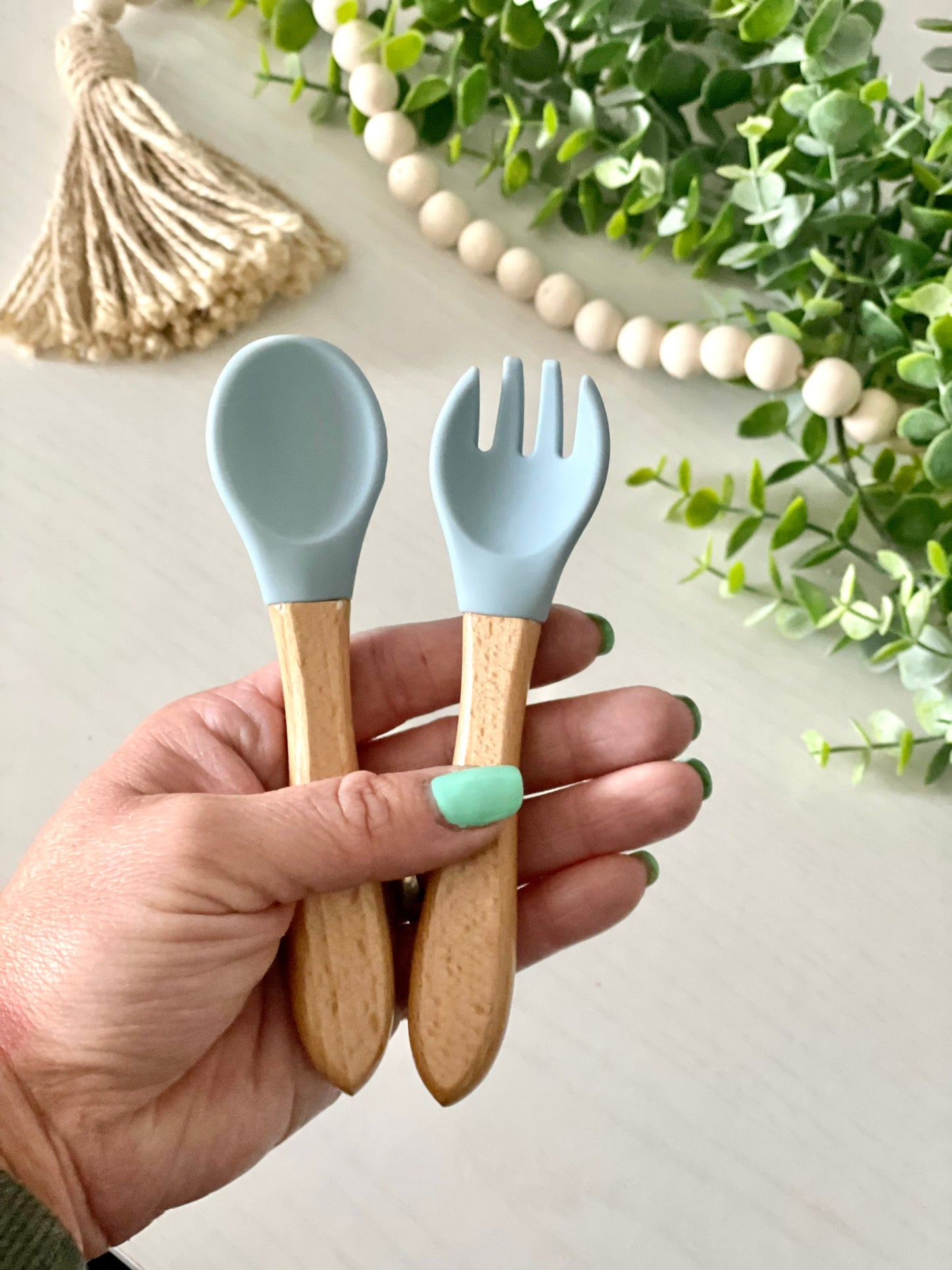 Name Engraved Baby Silicone Utensil Set