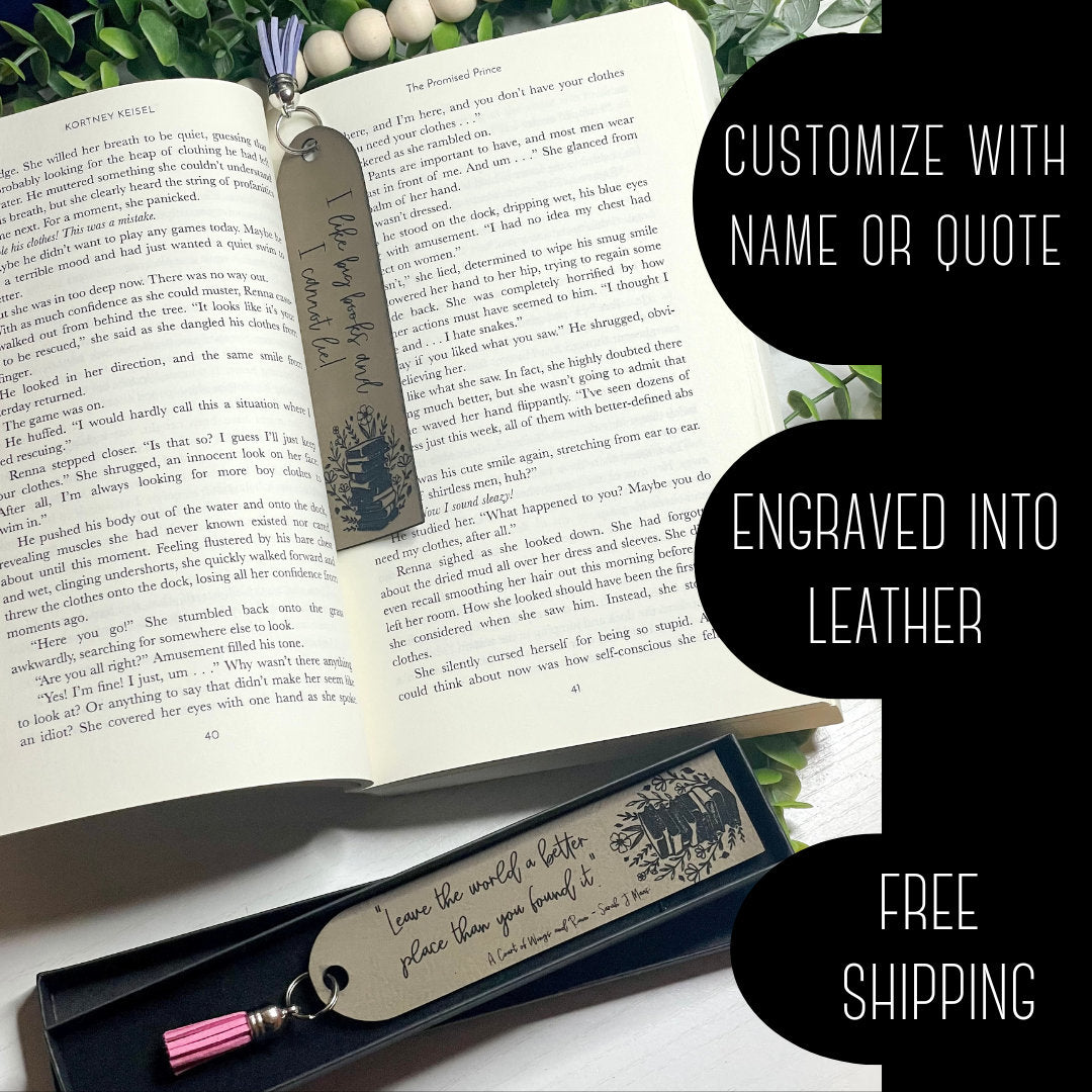 Personalized Leather Bookmark With Name or Quote