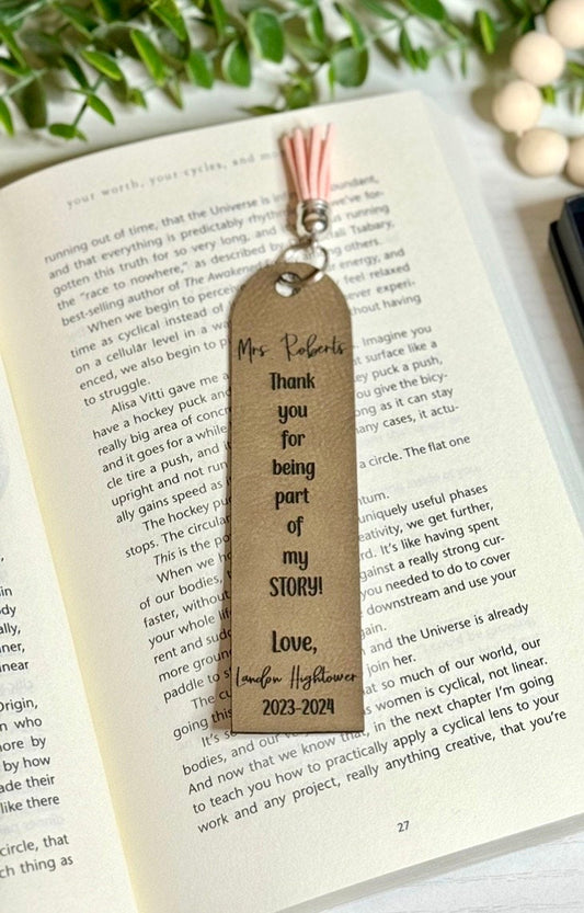 Personalized Teacher Leather Bookmark